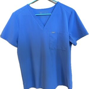 Figs Scrub Top M ceil blue